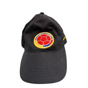 Colombia Soccer Hat FCF Selección Adjustable Black Red Embroidered